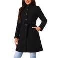 thumbnail image 4 of INSPIRE CHIC Womens' Fall Winter Button Front Closure Mock Neck Woolen Coat with Pockets Black L, 4 of 5