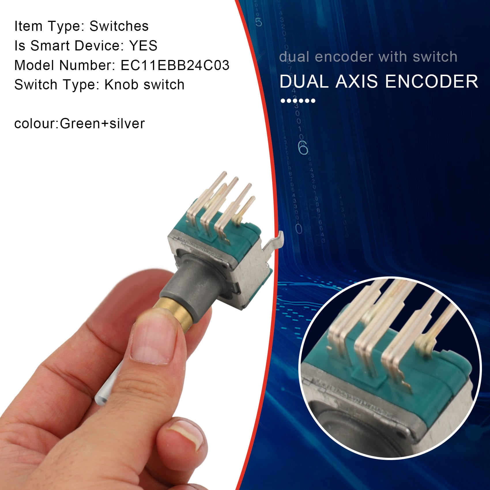 EC11EBB24C03 Dual Axis Encoder with Switch 30 Positioning Number 15