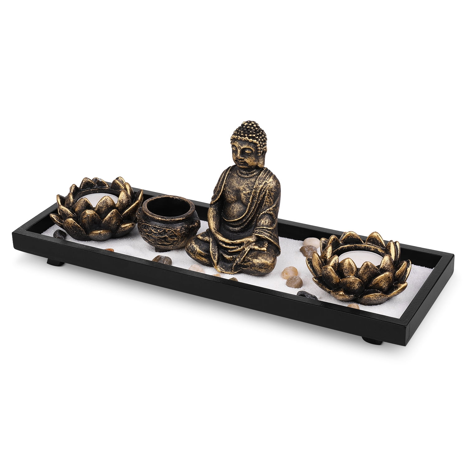 Mini Zen Garden Buddha Statues Stress Relief Relaxation Home Tabletop Decor 
