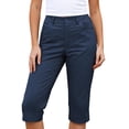 thumbnail image 2 of Women's Soft Nylon Spandex Cargo Capris, Elastic Waist Pull-On Pants with Functional Pockets, Stretchy Lightweight Quick-Dry Travel Bottoms, For Hiking Workout Everyday | TruHer,Black L, 2 of 8