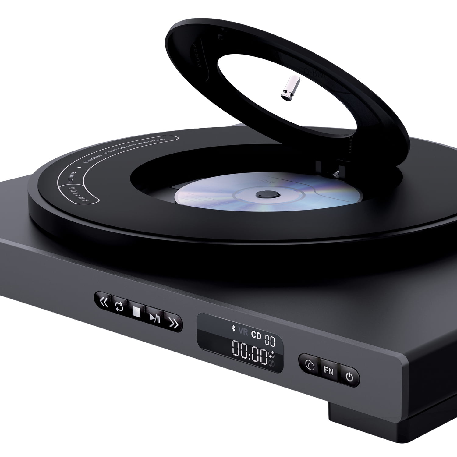 Mixx Analog Plus 2-in-1 Vinyl Record/CD Player with 2-Speed Belt-Drive Fully Automatic Turntable, Bluetooth/Aux Out, Track Display, Remote, Black