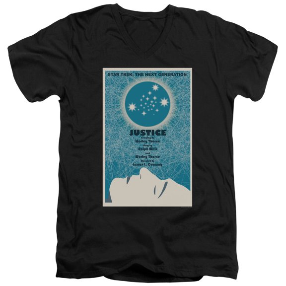 Star Trek Tng Season 1 Episode 8 Adult V-Neck 30/1 T-Shirt Black