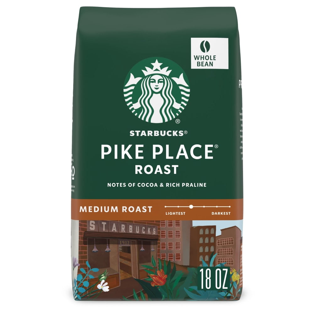 Starbucks Pike Place Medium Roast Whole Bean Coffee 18 oz - 5 Pack