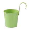 thumbnail image 2 of 4 Inch Railing Planter for Outdoor Plants - Small Balcony Hanging Flower Pots with Detachable Hooks and Drain Holes Metal Oval Bucket Rail Box Fence Planters for Home Garden Decor, Multicolor, 2 of 7
