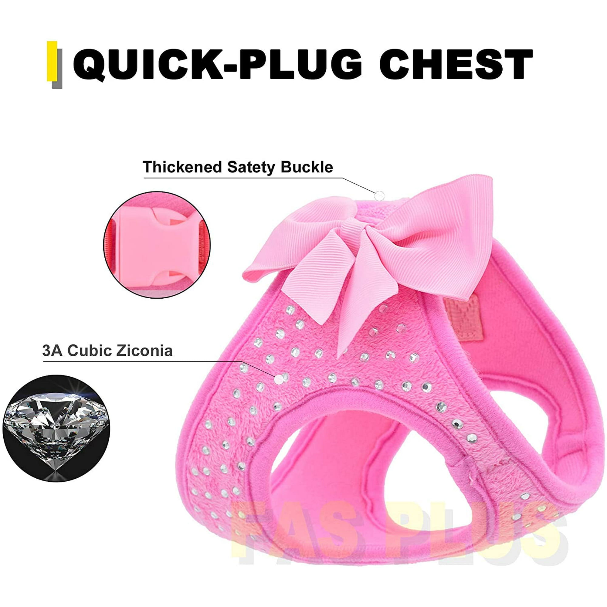 Pink Girl Dog Harness Small Cute Puppy Harness with Bow Bust 16.53