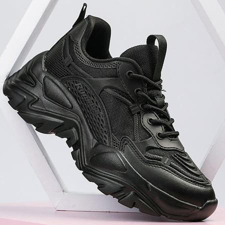 

Fashion Lightweight Sneakers Women‘s Casual Black Low Top Lace-Up Running Sneakers