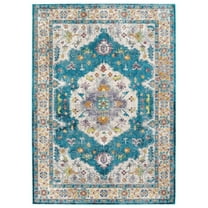 Success Anisah Distressed Floral Persian Medallion 5x8 Area Rug Blue Ivory Yellow Orange