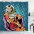 thumbnail image 1 of Ambesonne Astronaut Shower Curtain, Space Lady Purse, 69"Wx70"L, Petrol Blue Multicolor, 1 of 3