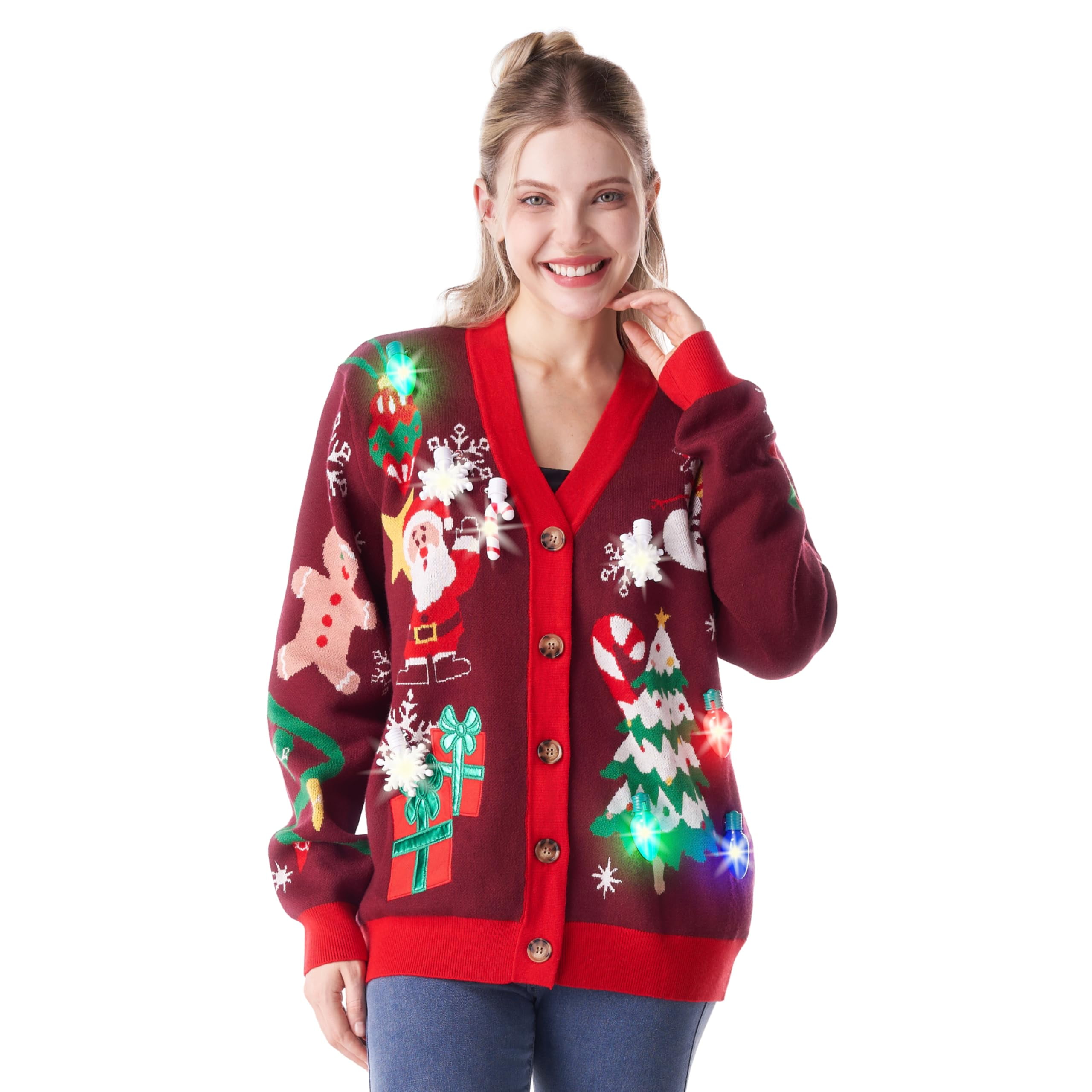 white christmas dresses Ugly Christmas Party Light Up Ugly Christmas Sweater for Men and Women main image 0