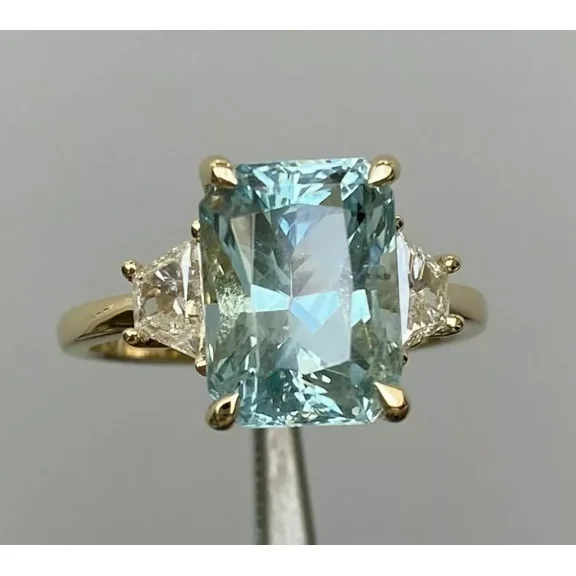 925 Solid Sterling Silver Natural Aquamarine Anniversary Ring Gift Free Ship