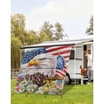 thumbnail image 4 of 4th of July RV Awning Sun Shade Screen 9'X7' 250th Anniversary Mesh Sunscreen Patriotic Bald Eagle American Flag Awning Shade Screen with Zipper UV Blocker Completed Kits for RV Motorhome Camper, 4 of 7