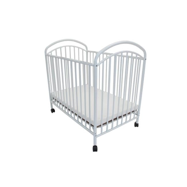 Classic Arched compact size metal nonfolding crib White