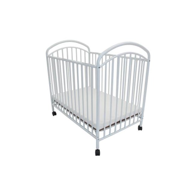 Classic Arched compact size metal nonfolding crib White