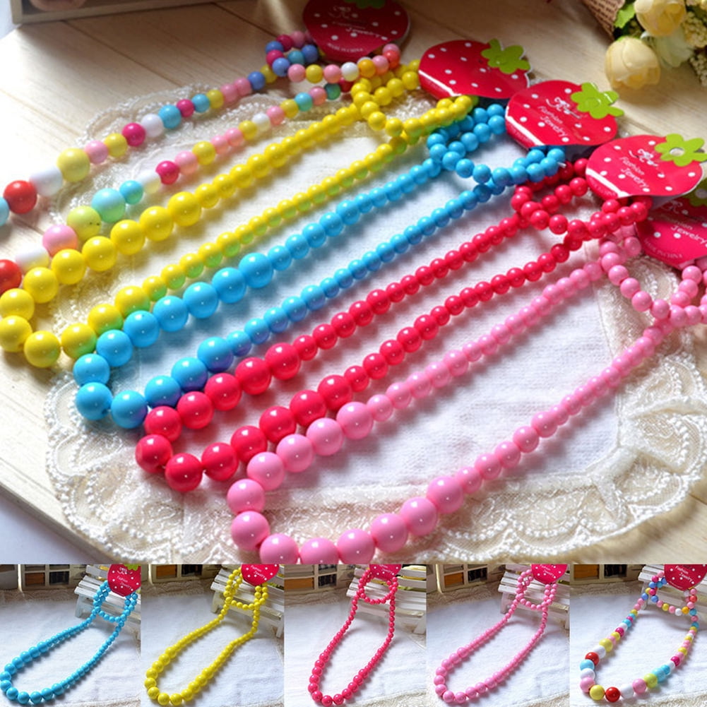 AYYUFE Toddler Baby Beads Necklace Girl Colorful Beads Chain Necklace