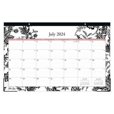2024-2025 Blue Sky Planning Monthly Desk Pad Calendar, 17" x 11", Analeis, July 2024 To June 2025, 130617-A25