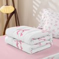 thumbnail image 5 of Erosebridal Girly Bowknot Zipper Full Size Comforter Sets with Fitted Sheet and 2 Pillowcases,Pink Princess Ribbon Zipper Bedding Set,Pink Reversible,4pcs, 5 of 7