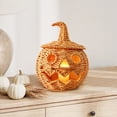 thumbnail image 3 of Halloween Woven Pumpkin Decoration, Hand-Woven Pumpkin Halloween Storage Basket, Spooky Handmade Wicker Pumpkin Decor for Home Mantel Shelf Fall Party Decorations, 3 of 8