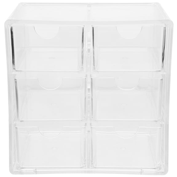 Countertop Drawers Makeup Clear Organizer Plastic Storage Rack Receptacle Box Student