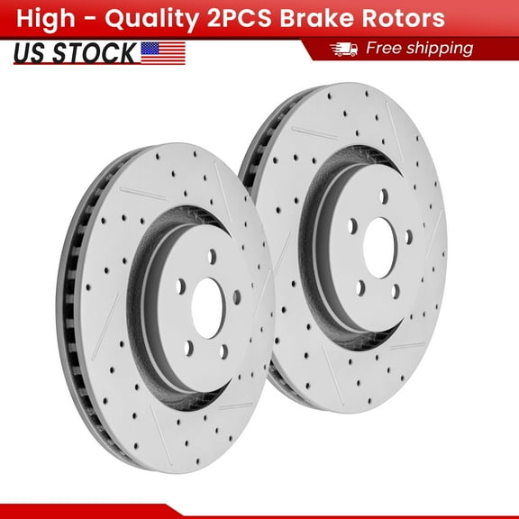 ACB ZONE Front Brake Rotors Set for Fusion Edge MKX MKZ Continental Nautilus, Drilled & Slotted Disc Rotors Kit (681995LR)