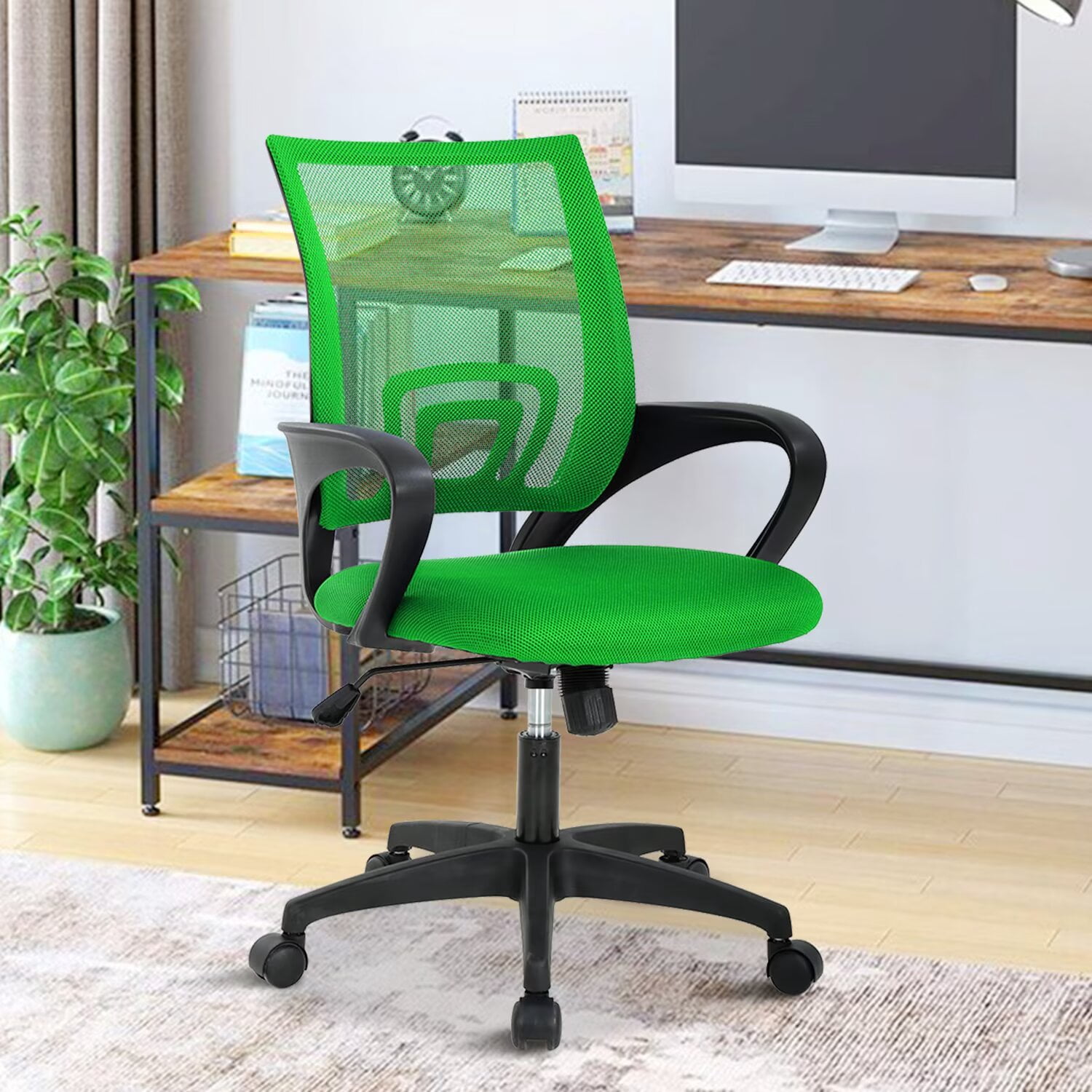 YRLLENSDAN,Ergonomic Office Chair,Home Office Desk Chairs,Swivel Desk Chair,with Handrails,Adjustable Height,Suitable for Offices and Bedrooms,Green