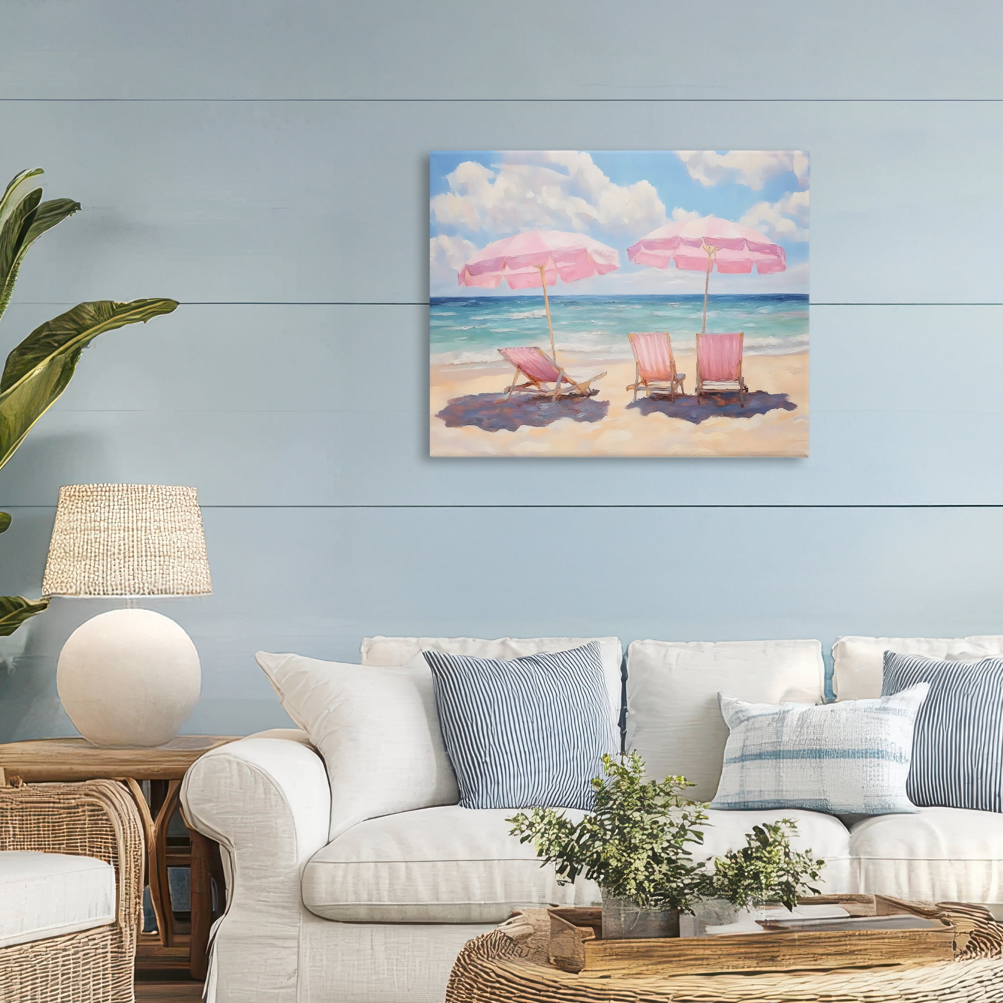 Stupell Industries Pink Summer Chairs by the Sea Canvas Wall Art, design by LSR Design Studio