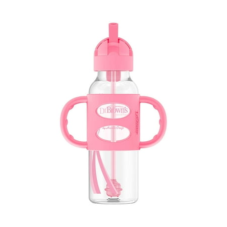 UPC: 0072239323908 | Dr. Brown s Milestones Narrow Sippy Straw Bottle with 100% Silicone Handles 8oz/250mL Pink 1 Pack 6m+ 1 Pack Pink