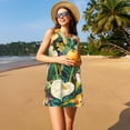 thumbnail image 3 of Fotbe Tropical Floral Jungle Vestido de Verano sin Mangas para Mujer – Vestido Midi Línea A, Estilo Camiseta Floral, Vestido Playero Casual y Fluido, 3 of 7