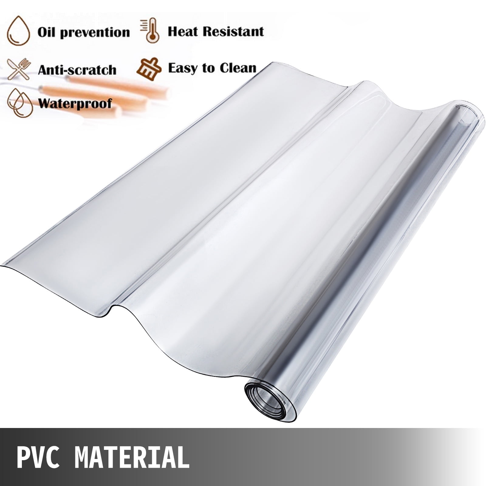 VEVOR Clear Desk Cover Protector 44 x 90 inch, Plastic Clear Desk Pad Mat 1.5mm Thick, Tablecloth Protector, Desk Protector for End Table, Night Stand, Dresser