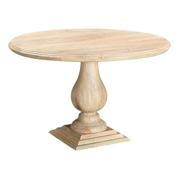 Pemberly Row 48" Round Solid Wood Pedestal Dining Table in Beige