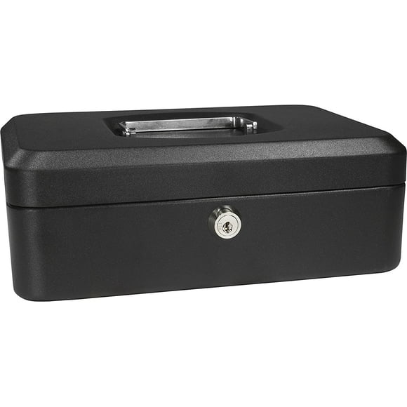 Barska CB11830 Cash Box with Key Lock, 8-Inch (Black)