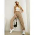 thumbnail image 3 of Women's High Waisted Cargo Pants Travel Y2K Streetwear Baggy Stretchy Pants with 6 Pockets Drawstring Ankle Cuffs, 3 of 9