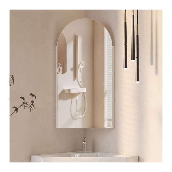 White Corner Medicine Cabinet with Mirror,Arch Medicine Cabinet Wall Mounted for Small Space,Corner Bathroom Cabinet Wall Mounted,Arched Mirror Cabinets for Bathroom,16x31