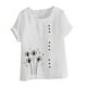 thumbnail image 4 of Vestidos Casuales Para Mujer, Blusas De Mujer De Moda Blusa informal de lino con cuello redondo, manga corta y botones para mujer, 4 of 4