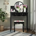 thumbnail image 4 of Costway Makeup Vanity Table Set W/Drawers Oval Mirror Girls Dressing Table Black, 4 of 10