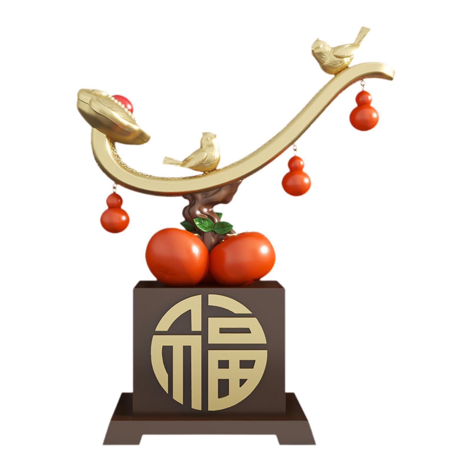 TISHITA Persimmon Statue Chinese Feng Shui Figurine Resin Tabletop Sculpture Ornament Art Craft Fine Workmanship Suitable for Home Bedroom Living Room Office