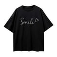 thumbnail image 7 of Xmyrz T Shirts For Women Graphic Short Sleeve Letter Print Baggy Recreation Simplistic Outdoor Casual Tops Casual Blouses, 7 of 7