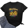 thumbnail image 5 of PNTUTB Summer 2026 Women's Mardi Gras Printed Short Sleeve Round Neck Casual Loose Comfortable T Shirt, 5 of 6