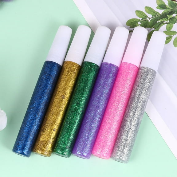 PBPBOX 5 Sets 50pcs Glitter Glue Pens for Painting Assorted Colors Safe Eco-friendly Craft Supplies