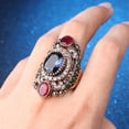 thumbnail image 4 of Anillo para mujer - Anillo de piedras preciosas multicolor estilo turco chapado en oro antiguo de tamaño grande de 42 mm Joyería para mujer, 4 of 4