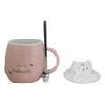 thumbnail image 5 of Whimsical Pastel Pink Feline Kitty Cat Cup Mug With Lid And Stirring Spoon, 5 of 11