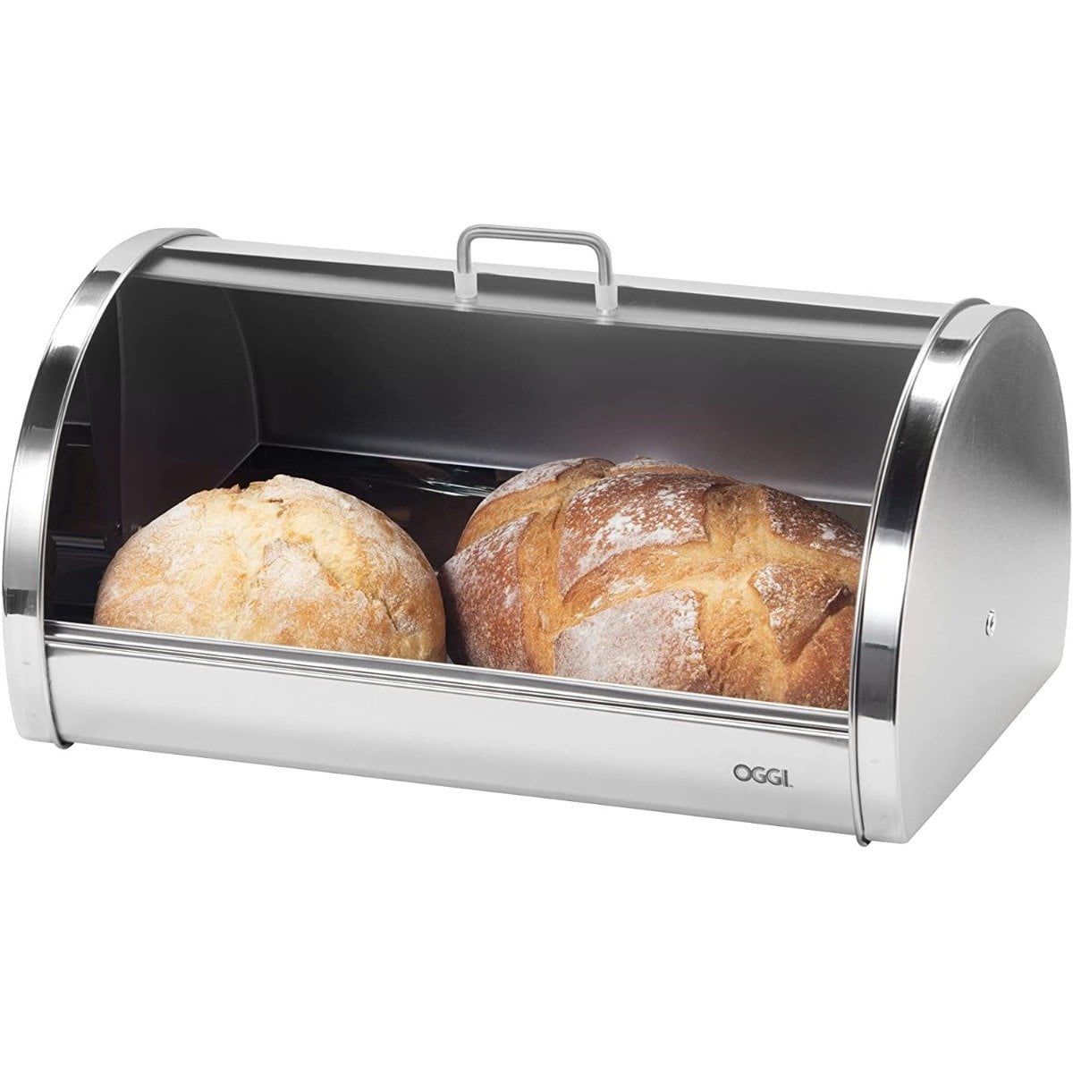 Oggi Stainless Steel Roll Top Bread Box with Vented Back
