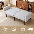 thumbnail image 5 of MIKIBAMA 68.11 Inch Grey 2 Seat Fabric Mid Century Modern Convertible Futon Sofa Bed Tufted Split Back With Solid Wood Legs for Small Spaces, 5 of 7
