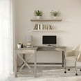 thumbnail image 3 of Lavish Home 59" L-Shaped Farmhouse Style Desk for Home Office in Light Gray Oak Finish, 3 of 9