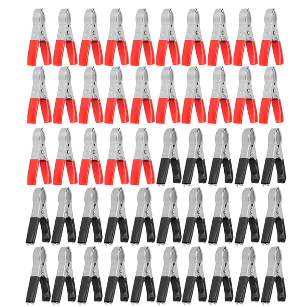 Cable 50 Piezas Clip De Cable De Batería Rojo Negro 30A Acero PVC Aislado 300W Abrazadera De Inversor De Corriente Para Barcos RVs Camiones