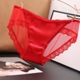 thumbnail image 3 of Panties for Women,Satin Fashion Seamless Lace Underwear Breathable Soft Mid Low Waist Comfortable Panties,Womens Underwear,Red,L, 3 of 3