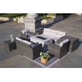thumbnail image 4 of 7-Piece Patio Grey Wicker Conversation Sofa Set with Fire Pit Table, 4 of 5