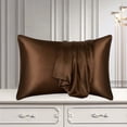 thumbnail image 5 of Silk Pillowcase for Hair and Skin, Real Silk Pillow Cases Queen, Not Satin Pillowcase, Zipper Closure (Coffee&Dark Blue 20x26in） (Coffee&Dark Blue 20x26in）, 5 of 8