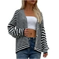 thumbnail image 2 of Ruimatai Chandail Décontracté pour Femme, Blouse à Rayures Imprimées, Cardigan à Boutons, Hauts à Manches Longues, Chandail, 2 of 6