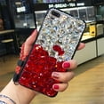 thumbnail image 2 of Case for iPhone 14 Pro,iPhone 14 Pro Case,3D Handmade Sparkle Stunning Stones Crystal Diamond Bling Glitter Girls Women Shockproof Phone Case for iPhone 14 Pro,6.1 inch 2022 (Red/White), 2 of 6