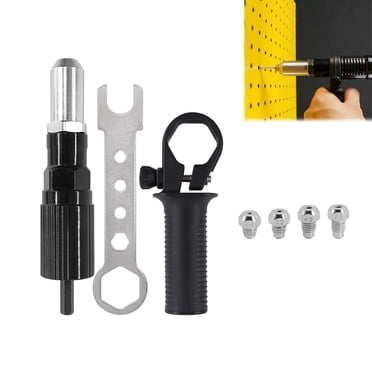 Khlethos Rivet Gun Adapter with 4 Nozzles, Electric Drill Attachment for Riveting, Hand Riveter Tool Kit